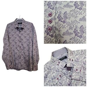 COOGI LUX Mens Purple Floral Long Sleeve Button Up Shirt  Sz 3XL/19